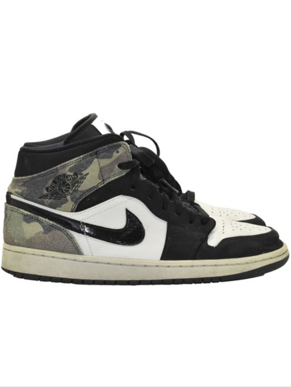 Nike Air Jordan Retro 1 Mid Men Size 8.5 CW5490-001 Green Camo Black White Shoes - Picture 2 of 10